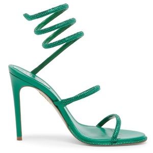 Rene Caovilla Cleo Crystal-Embellished Satin Sandals